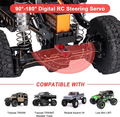 Hobbypark مقاوم للماء لـ Trx4M servo مع قوس جبل Servo و Arm Steering Servo ومجموعة الرابط التوجيه 7.5 كجم عزم الدوران العزم المعدني الرقمي المحرك ( in Saudi Arabia
