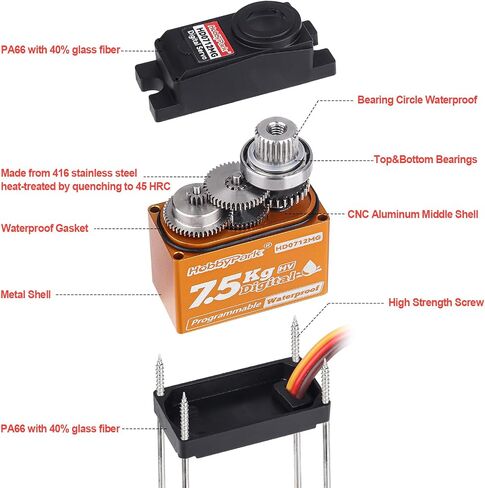 Hobbypark مقاوم للماء لـ Trx4M servo مع قوس جبل Servo و Arm Steering Servo ومجموعة الرابط التوجيه 7.5 كجم عزم الدوران العزم المعدني الرقمي المحرك ( in Saudi Arabia