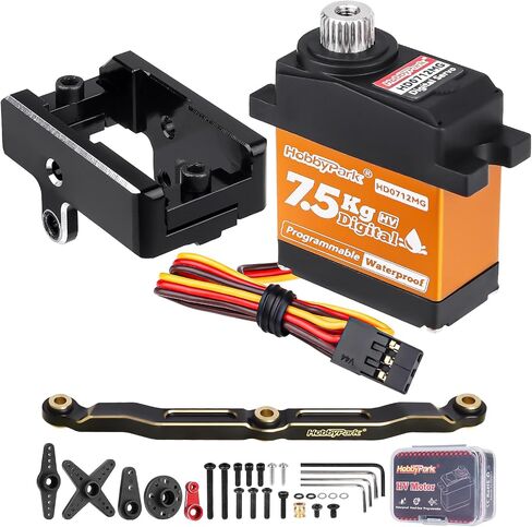 Hobbypark مقاوم للماء لـ Trx4M servo مع قوس جبل Servo و Arm Steering Servo ومجموعة الرابط التوجيه 7.5 كجم عزم الدوران العزم المعدني الرقمي المحرك ( in Saudi Arabia