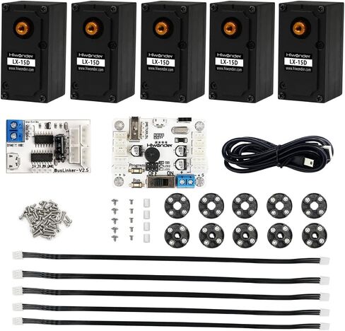 5 حزم LX -15D Serial Bus Servo مع جهاز تحكم مؤازر وتصحيح الأخطاء ، محمل مزدوج التوجيه المعدني الكامل لصالح RC Robot DIY ، عزم الدوران عالي العزم 15 كيلوغرام in Saudi Arabia