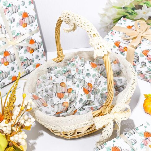 Whaline 100 Sheets Fall Pumpkin Tissue Paper Autumn Watercolor Pumpkin Gift Wrapping Paper for DIY Art Craft Thanksgiving Wedding Harvest Packaging, 13.7 x 19.6 Inch in Saudi Arabia