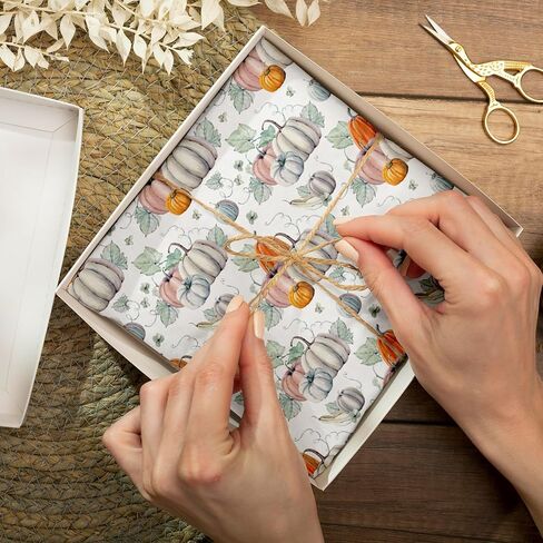 Whaline 100 Sheets Fall Pumpkin Tissue Paper Autumn Watercolor Pumpkin Gift Wrapping Paper for DIY Art Craft Thanksgiving Wedding Harvest Packaging, 13.7 x 19.6 Inch in Saudi Arabia