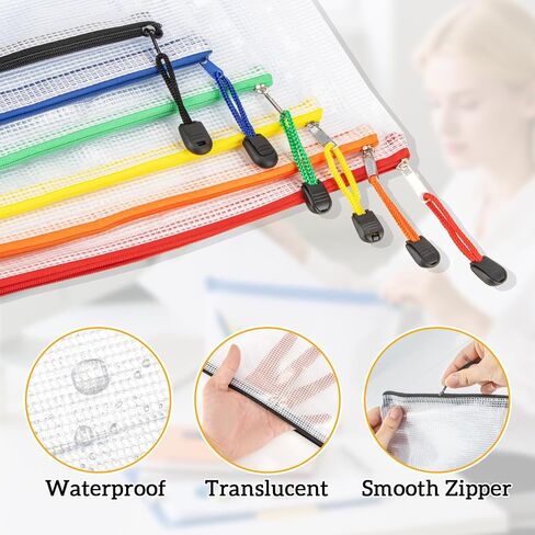a4 Mesh Zipper Pouch Bags - 12 PCS Reusable Mesh Bags with Zipper Waterproof Storage Bag Organizer for Document Toy Storage Classroom Organization and Storages Office Supplies in Multicolor in Saudi Arabia