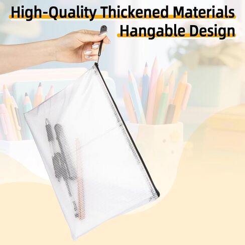 a4 Mesh Zipper Pouch Bags - 12 PCS Reusable Mesh Bags with Zipper Waterproof Storage Bag Organizer for Document Toy Storage Classroom Organization and Storages Office Supplies in Multicolor in Saudi Arabia