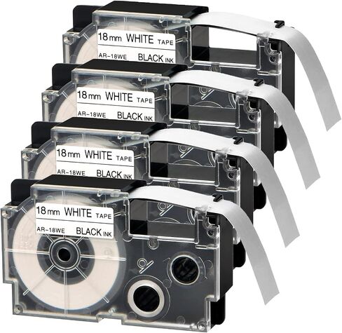 4 Pack Compatible for XR-18WE XR-18WE2S Black on White 18mm Label IT Tape Cartridge for CW-L300 KL-120 KL-HD1 KL-430 KL-750 KL-780 EZ Label Printer in Saudi Arabia