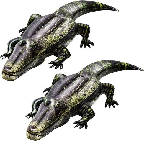 Liliful 2 Pcs 49 Inch Inflatable Alligator Pool Float Floating Alligator Decoy for Pool Long Inflatable Crocodile for Adults Swamp Safari Birthday Party Pond Garden Patio in Saudi Arabia
