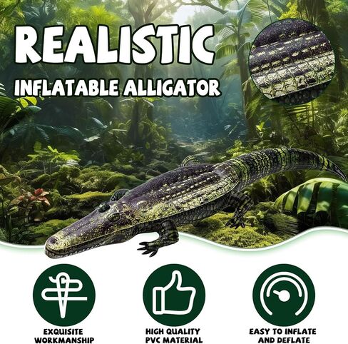 Liliful 2 Pcs 49 Inch Inflatable Alligator Pool Float Floating Alligator Decoy for Pool Long Inflatable Crocodile for Adults Swamp Safari Birthday Party Pond Garden Patio in Saudi Arabia