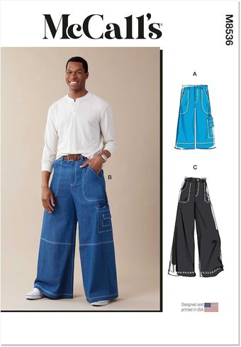 McCall's M8536AA Men's Cargo Style Shorts and Pants Sewing Pattern Packet, Design Code M8536, Sizes 34-36-38-40-42 in Saudi Arabia