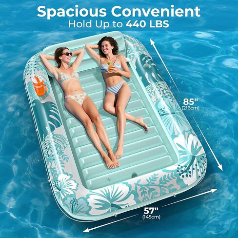 تجمع الدباغة القابل للنفخ يطفو مع قماش القنب الحماية ، 85 "× 57" تجمع العوامات البالغة مع وسادة ، 6 في 1 Suntan Tub الطواف in Kuwait