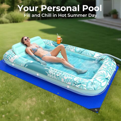 تجمع الدباغة القابل للنفخ يطفو مع قماش القنب الحماية ، 85 "× 57" تجمع العوامات البالغة مع وسادة ، 6 في 1 Suntan Tub الطواف in Kuwait