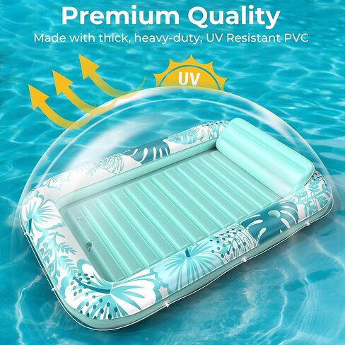 تجمع الدباغة القابل للنفخ يطفو مع قماش القنب الحماية ، 85 "× 57" تجمع العوامات البالغة مع وسادة ، 6 في 1 Suntan Tub الطواف in Kuwait