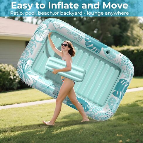 تجمع الدباغة القابل للنفخ يطفو مع قماش القنب الحماية ، 85 "× 57" تجمع العوامات البالغة مع وسادة ، 6 في 1 Suntan Tub الطواف in Kuwait