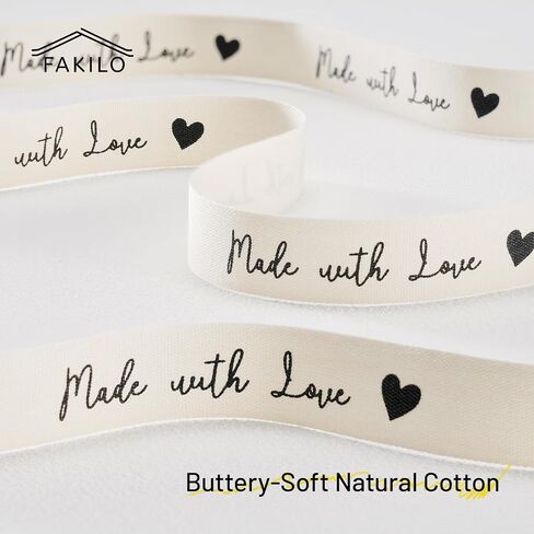 Made with Love Printed Ribbon 5/8 Inch x 10 Yards Cotton Ribbon for Gift Packaging, Party Decorations, Anniversary Decoration, Handmade Cards in Kuwait