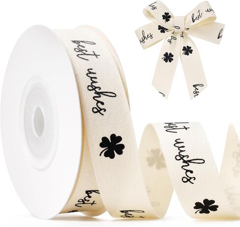 Made with Love Printed Ribbon 5/8 Inch x 10 Yards Cotton Ribbon for Gift Packaging, Party Decorations, Anniversary Decoration, Handmade Cards in Kuwait