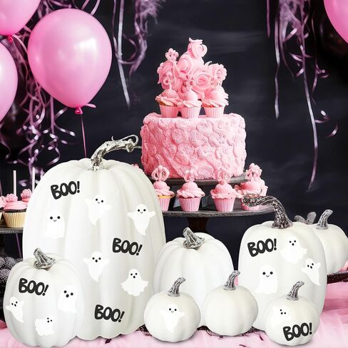 Chunful 8 Pcs DIY Fall Pumpkin Painting Kits Assorted Sizes Foam Fake Craft Pumpkins for Autumn Thanksgiving Halloween Party Festive Home Tabletop Decor(Pink) in Saudi Arabia