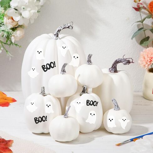 Chunful 8 Pcs DIY Fall Pumpkin Painting Kits Assorted Sizes Foam Fake Craft Pumpkins for Autumn Thanksgiving Halloween Party Festive Home Tabletop Decor(Pink) in Saudi Arabia