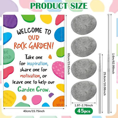 Yalikop 46 Pcs Rock Garden Decor Painting Rocks with Welcome to Our Kindness Rock Garden Sign for DIY Painting for School Community World Kindness Day Decorations in Saudi Arabia
