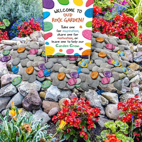 Yalikop 46 Pcs Rock Garden Decor Painting Rocks with Welcome to Our Kindness Rock Garden Sign for DIY Painting for School Community World Kindness Day Decorations in Saudi Arabia