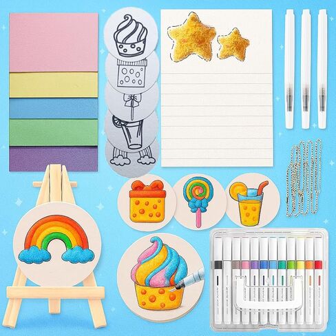 طقم الطلاء الملمس من OVOHAPIA 3D FOAM ، طلاء سحري منتفخ ، سحري 20 DIY Canvas Sponge Paper Art مع أوراق رسم فقاعة الفشار ، الحرف المرح (مجموعة بداية) in Kuwait