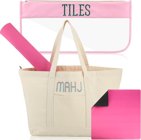 3 PCS حقيبة Mahjong فارغة مجموعة لحقيبة Mahjong Tiles American مع سستة المطرزة القماشية TOTE PINT in Kuwait