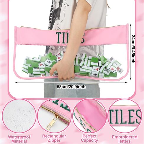 3 PCS حقيبة Mahjong فارغة مجموعة لحقيبة Mahjong Tiles American مع سستة المطرزة القماشية TOTE PINT in Kuwait