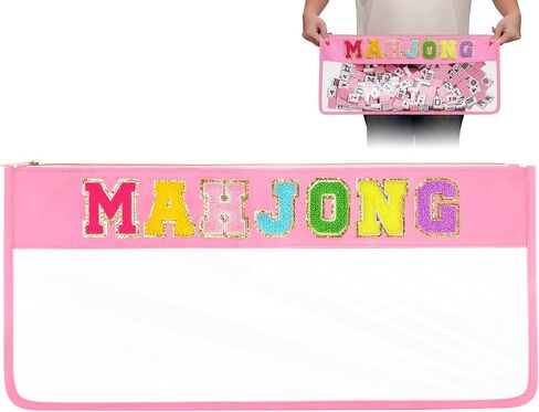 eurovicky Clear Waterproof Mahjong Bag, Empty Mahjong Tile Bag with Zipper Mahjong Case for American Mahjong Set, Case Only (Sweet Pink) in Kuwait