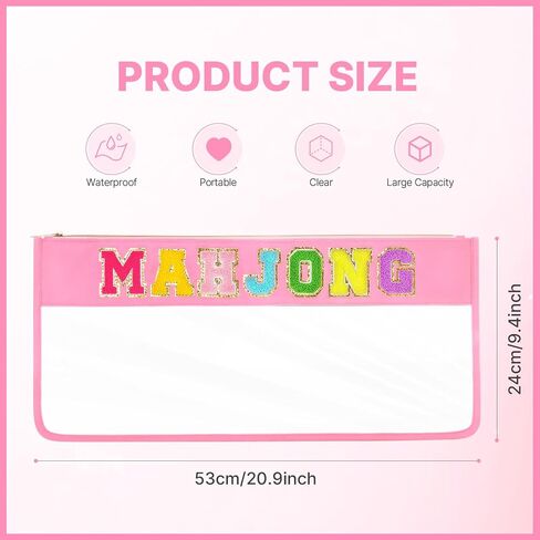 eurovicky Clear Waterproof Mahjong Bag, Empty Mahjong Tile Bag with Zipper Mahjong Case for American Mahjong Set, Case Only (Sweet Pink) in Kuwait