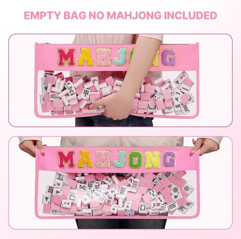 eurovicky Clear Waterproof Mahjong Bag, Empty Mahjong Tile Bag with Zipper Mahjong Case for American Mahjong Set, Case Only (Sweet Pink) in Kuwait