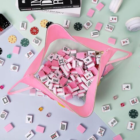 eurovicky Clear Waterproof Mahjong Bag, Empty Mahjong Tile Bag with Zipper Mahjong Case for American Mahjong Set, Case Only (Sweet Pink) in Kuwait