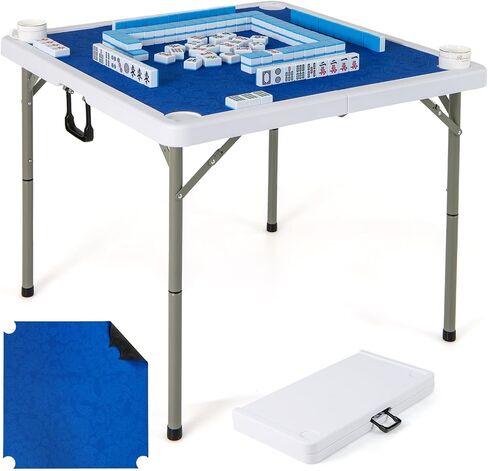 طاولة Gymax Mahjong قابلة للطي مع Mahjong Mat ، طاولة دومينو مربعة من 4 لاعبين مع حاملي الكوب ومقبض حمل ، تقليل الضوضاء المضاد للانزلاق للماجونغ ، لعبة البوكر ، ألعاب لوحات البطاقات (خضراء خضراء) in Saudi Arabia