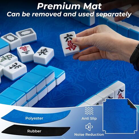 طاولة Gymax Mahjong قابلة للطي مع Mahjong Mat ، طاولة دومينو مربعة من 4 لاعبين مع حاملي الكوب ومقبض حمل ، تقليل الضوضاء المضاد للانزلاق للماجونغ ، لعبة البوكر ، ألعاب لوحات البطاقات (خضراء خضراء) in Saudi Arabia