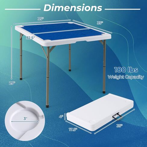 طاولة Gymax Mahjong قابلة للطي مع Mahjong Mat ، طاولة دومينو مربعة من 4 لاعبين مع حاملي الكوب ومقبض حمل ، تقليل الضوضاء المضاد للانزلاق للماجونغ ، لعبة البوكر ، ألعاب لوحات البطاقات (خضراء خضراء) in Saudi Arabia