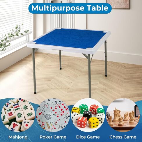 طاولة Gymax Mahjong قابلة للطي مع Mahjong Mat ، طاولة دومينو مربعة من 4 لاعبين مع حاملي الكوب ومقبض حمل ، تقليل الضوضاء المضاد للانزلاق للماجونغ ، لعبة البوكر ، ألعاب لوحات البطاقات (خضراء خضراء) in Saudi Arabia