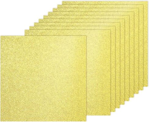 PATIKIL 10Sheets Champagne Glitter Cardstock, 12x12In Glitter Paper Card Stock Shiny Scrapbook 250gsm Sparkly Paper Large Shimmer for Crafts Scrapbook DIY Art Wedding Party in Saudi Arabia