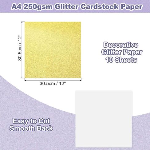 PATIKIL 10Sheets Champagne Glitter Cardstock, 12x12In Glitter Paper Card Stock Shiny Scrapbook 250gsm Sparkly Paper Large Shimmer for Crafts Scrapbook DIY Art Wedding Party in Saudi Arabia