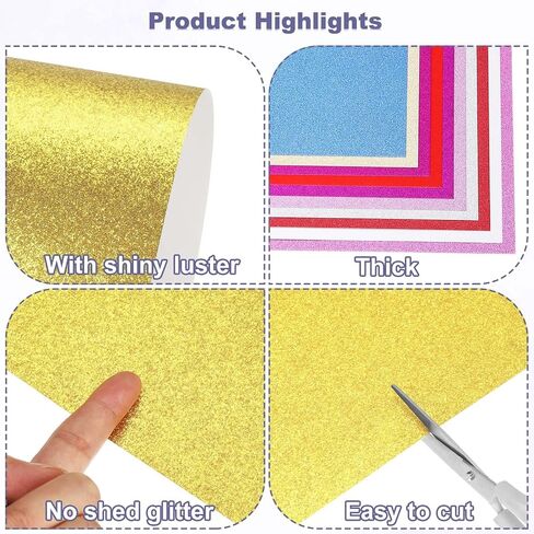 PATIKIL 10Sheets Champagne Glitter Cardstock, 12x12In Glitter Paper Card Stock Shiny Scrapbook 250gsm Sparkly Paper Large Shimmer for Crafts Scrapbook DIY Art Wedding Party in Saudi Arabia