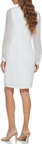 DKNY Women's Classic Chiffon Sleeve Sheath with Keyhole in Kuwait