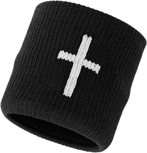 Faith Cross White Drip Wristbands (Pair) in Kuwait