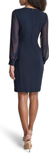 DKNY Women's Classic Chiffon Sleeve Sheath with Keyhole in Kuwait