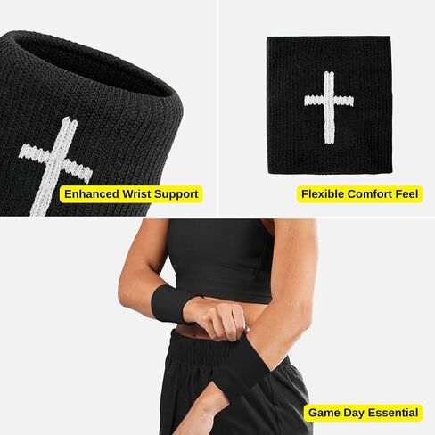 Faith Cross White Drip Wristbands (Pair) in Kuwait