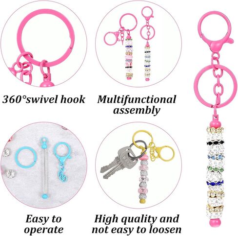مجموعة كبيرة من سلسلة مفاتيح Comnico ، و 30 PCS Beads Ceychain Make Supplies فارغة مفاتيح مفاتيح معدنية بالملحقات للنساء Men Jewelry Crafts DIY in Saudi Arabia