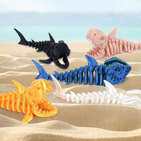 3D Printed Shark Toy – Cool Great White Shark Animal Figure Toys with Fun Movable Skeleton Design Fidget for Desk Decor and Pet Collectors(Laser Blue-Purple) in Saudi Arabia