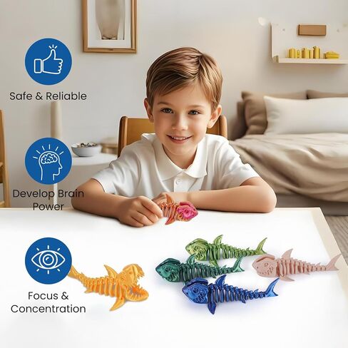 3D Printed Shark Toy – Cool Great White Shark Animal Figure Toys with Fun Movable Skeleton Design Fidget for Desk Decor and Pet Collectors(Laser Blue-Purple) in Saudi Arabia