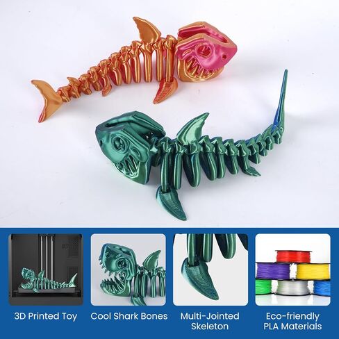 3D Printed Shark Toy – Cool Great White Shark Animal Figure Toys with Fun Movable Skeleton Design Fidget for Desk Decor and Pet Collectors(Laser Blue-Purple) in Saudi Arabia