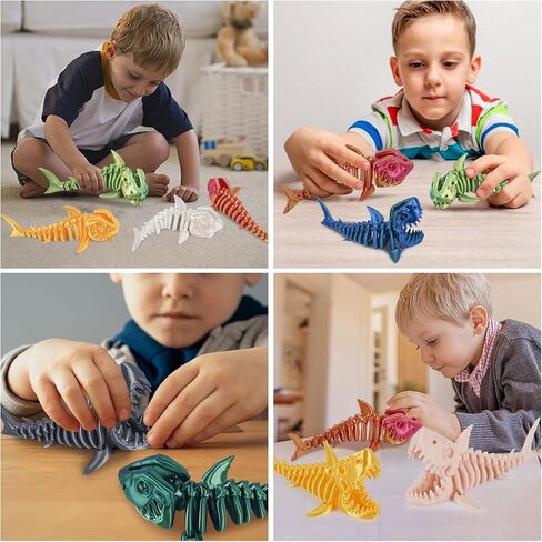 3D Printed Shark Toy – Cool Great White Shark Animal Figure Toys with Fun Movable Skeleton Design Fidget for Desk Decor and Pet Collectors(Laser Blue-Purple) in Saudi Arabia