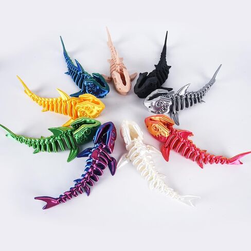 3D Printed Shark Toy – Cool Great White Shark Animal Figure Toys with Fun Movable Skeleton Design Fidget for Desk Decor and Pet Collectors(Laser Blue-Purple) in Saudi Arabia