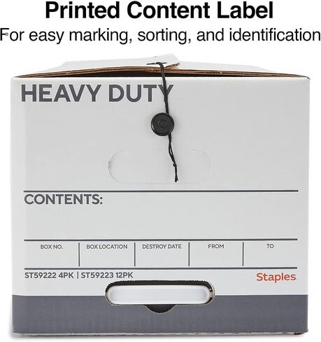 صندوق تخزين وملفات Staples ، شاقة مع مقابض وغطاء على الزر ، مستندات حجم الحروف ، قابلة للتكديس ، 4 عبوات ، أبيض/رمادي in Saudi Arabia