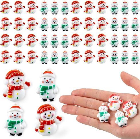 Thyle 50pcs Mini Snowman Tharms Flatback Charms لطيف عيد الميلاد ديكورات مصغرة للحرف اليدوية التماثيل الثلجية راتنجات الثلج لبطاقات كرامينغ Case للهاتف DIY DIY in Saudi Arabia
