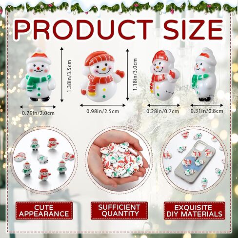Thyle 50pcs Mini Snowman Tharms Flatback Charms لطيف عيد الميلاد ديكورات مصغرة للحرف اليدوية التماثيل الثلجية راتنجات الثلج لبطاقات كرامينغ Case للهاتف DIY DIY in Saudi Arabia