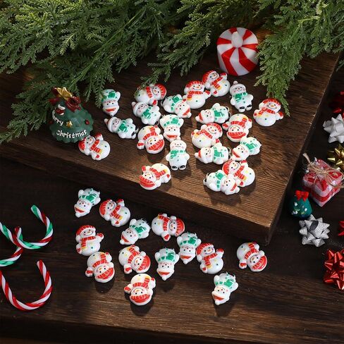 Thyle 50pcs Mini Snowman Tharms Flatback Charms لطيف عيد الميلاد ديكورات مصغرة للحرف اليدوية التماثيل الثلجية راتنجات الثلج لبطاقات كرامينغ Case للهاتف DIY DIY in Saudi Arabia